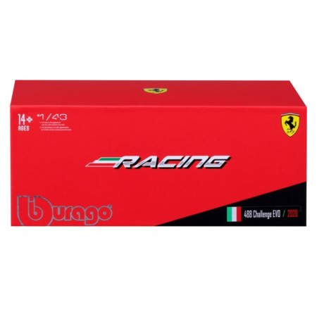Racing machine Bburago Ferrari 488 Challenge Evo 2020, Die-Cast, 1:43, Red color-11