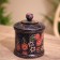 Jars with a wooden lid, batik 12x12x15 cm