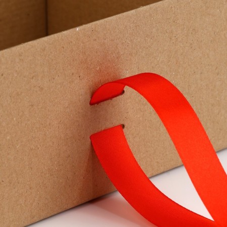 Gift folding box, packaging, “craft, red tape”, 22 x 16.5 x 10 cm-4