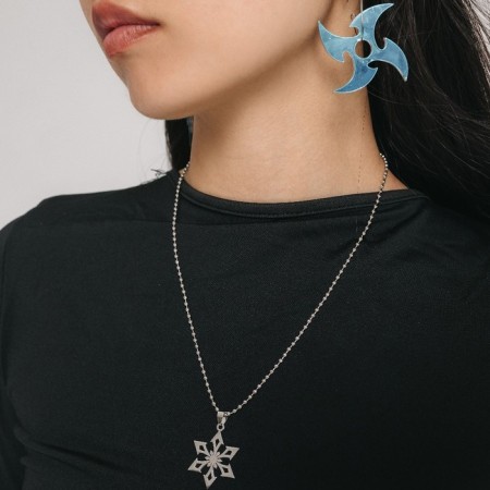 Earrings Metal "Japan" shurikens on the ring, the color of silver-3
