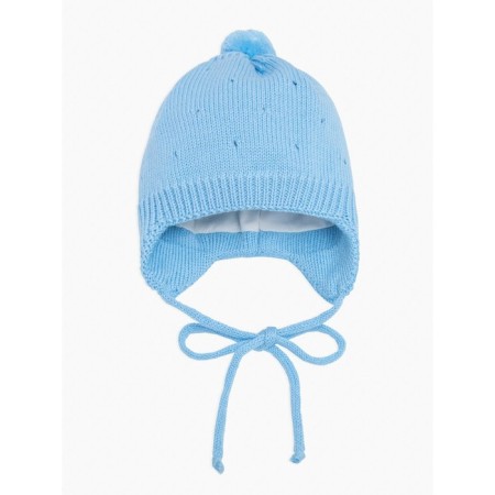 A cap on ties with a pompom Children's Amarobaby Pure Love Cutie, with a lining, size 46-48 cm, blue color-3