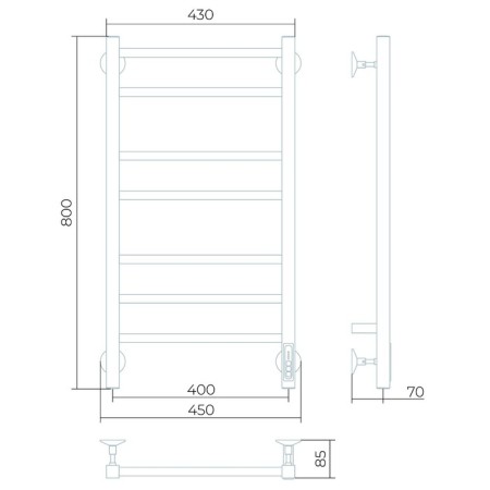 Electric heated towel rail "Image" P7, 400x800 mm, 181 watts, universal-2