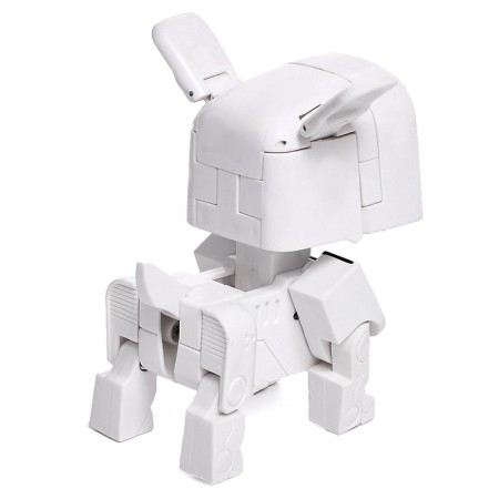Robot hours “Puppy”, transformed into the alarm, works from batteries, white color-3