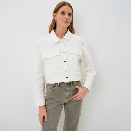 Women's shirt shortened with cuts Mist: Denim R.42, White
