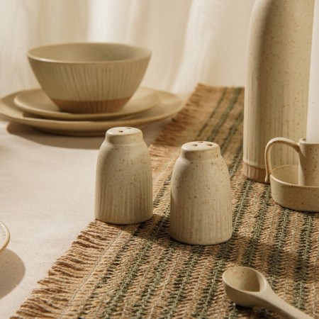 Set for spices ceramic SL Home "Vento", 2 items: Solonka 80 ml, list of 80 ml, beige color-8