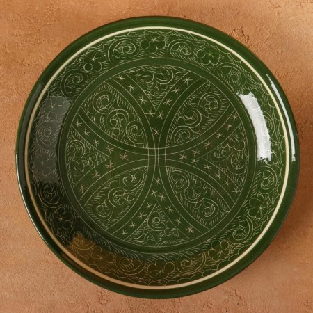 Lryagan Round Rishtan Ceramics, Green, 25cm, Mix-3