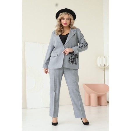 Female costume: jacket, trousers, size 48, gray color-15