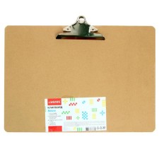 A tablet with a clamp A3 (440 x 320 mm) horizontal, MDF 3 mm thick, without a coating, reinforced butterfly with a width of 14.5 cm, in a plastic bag, natural brown