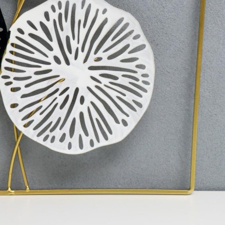 Souvenir wall metal with a mirror "Space flowers" gold with black 45x45 cm-1