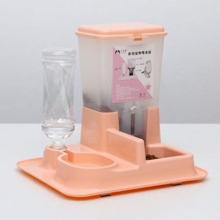 Complex: feed container 38x22x34 cm (1.5 kg), removable bowl and drinker, peach-7