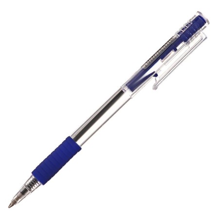 A set of ballpoint pens 12 pieces, 0.7 mm, automatic, body with a rubber holder, blue ink blue-1