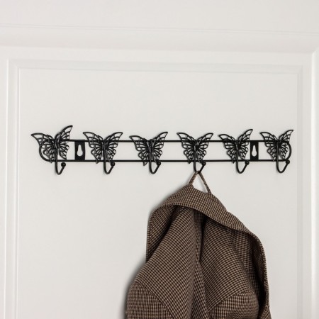 Hang -up hanger, 6 hooks, 41.5 × 7.5 × 3.5 cm, black color