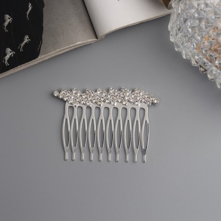 Hair crest "Medea" strip diagonal, 6 × 4.5 cm, silver
