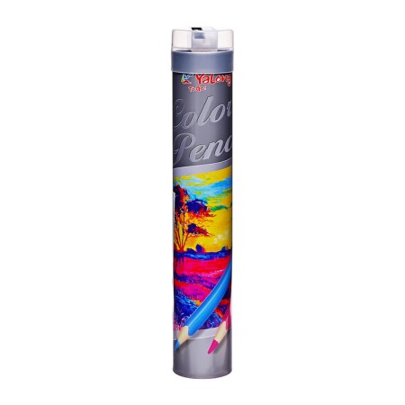 Pencils 12 colors, in a tube metal, hexagonal, wooden, landscape-4