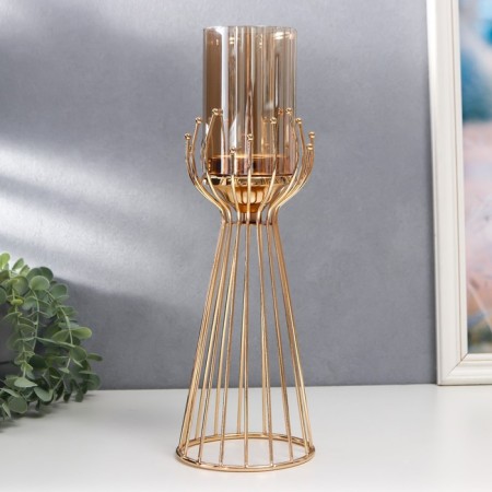 Summary Metal for 1 candle "FARCH WITH Gold balls" gold 37x12x12 cm-3