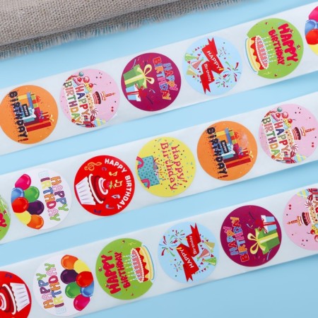 Stickers in the Roll "Birthday", 500 pcs, 2.5 x 2.5 cm-3