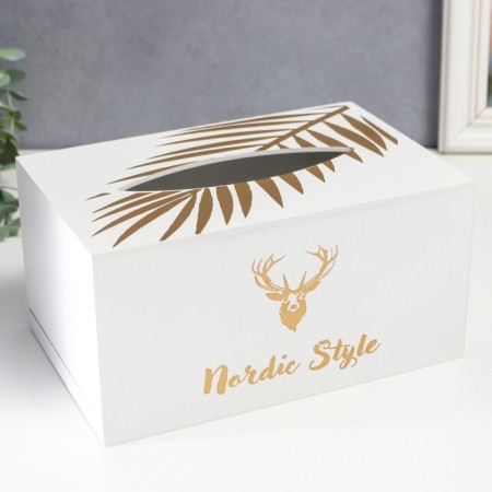MDF box for napkins "Golden Deer" white 10x13x20 cm-1