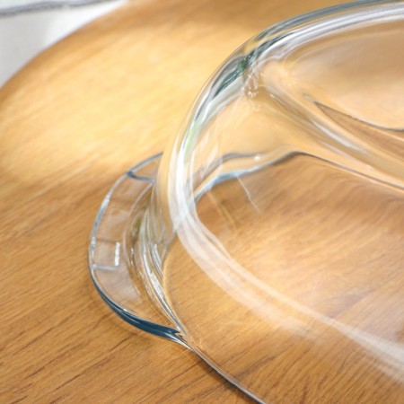 Oval wader made of heat-resistant glass, 2.6/1.3 liters, with a baking lid-4