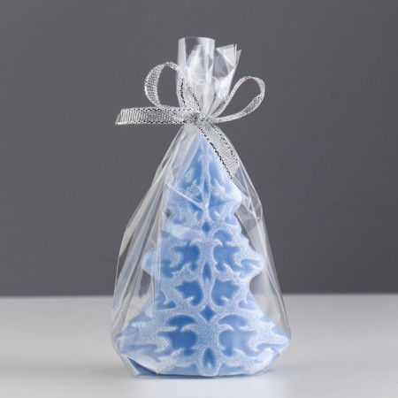Decorative candle "frosty pattern", 7 × 4.5 × 10 cm, blue-2