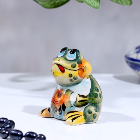 Souvenir "toad", medium, 6 cm, color, gzhel-1