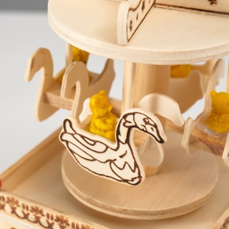 Souvenir musical mechanical tree "Carousel - Bear on Swan" 10x10x19 cm-2