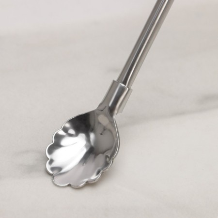 Spoon-pipe for a stainless steel cocktail “shell”, length 21 cm, silver color-1