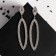 Hanging earrings with “charm” rhinestones, white color in silver, 8.3cm