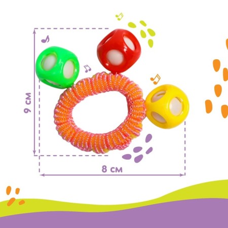 Rattle - bracelet "on the handle", 3 balls, color mix-3