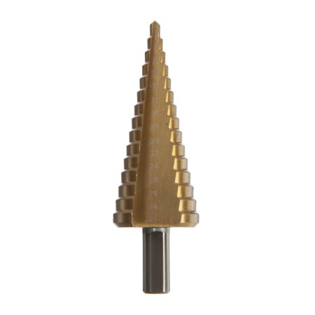 Drill step tundra, HSS, tin, trihedral shank, 4 - 32 mm-2