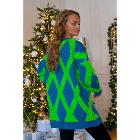 Female jumper, size 42-48, blue, green color-3