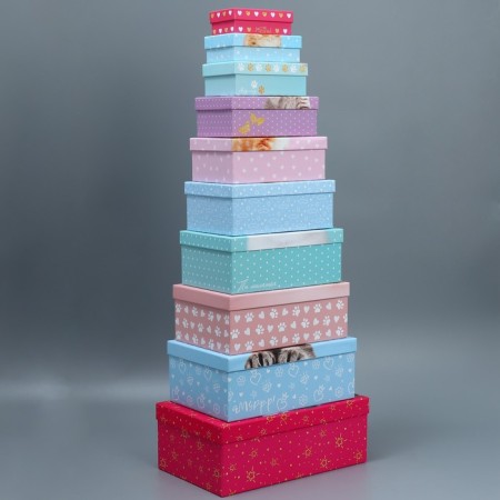 Set of boxes 10 in 1, gift packaging, “bright”, 12 x 7 x 4 - 32.5 x 20 x 12.5 cm-9