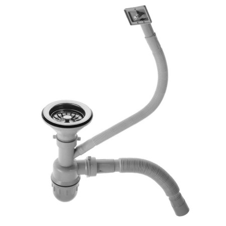 Kitchen sink Mixline 528184, mortise, thickness 0.6 mm, 51x51x17 cm, issue. 3 1/2 ", with Siphon-3