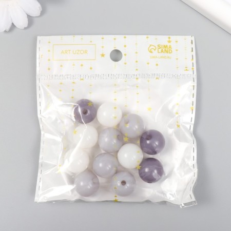 Plastic beads "from white to gray" glossy set 25 grams mix d = 1.6 cm-2