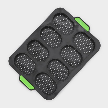 Silicone form for baking with perforation "buns", 34.5 × 23 × 2.5 cm, 8 cells (9.5 × 6.3 × 2.4 cm), color gray color-6