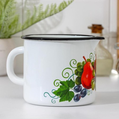 Mug with a nose, 1 l, neckline, neckline, white color-2