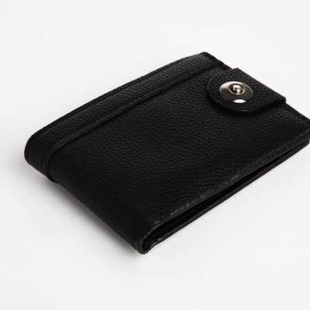 Male purse for magnet, department for bills, for maps, for coins, black color-2