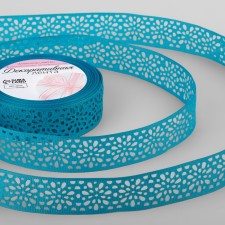 The tape is decorative, reprimand, openwork, 25 mm × 9.1 ± 0.5 m, the color of bright blue