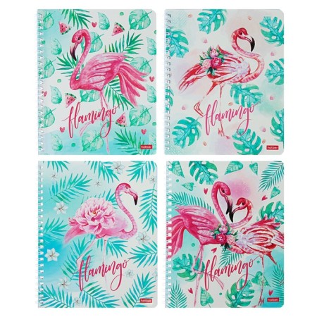 A notebook of 96 sheets of a cage on the crest "Flamingo", cardboard cover, mix