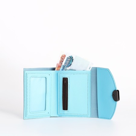 Women's wallet on the button, blue color-4
