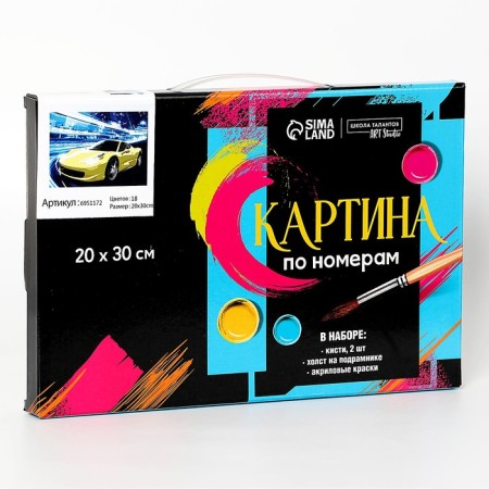 Picture on numbers on canvas with a subframe "Cool car" 20x30 cm-3