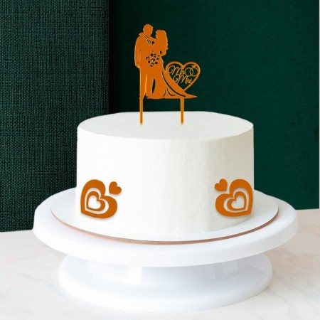 Topper "In love pair", with hearts, color gold