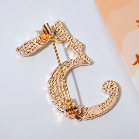 Brooch "School" Five, white color in pink gold-2