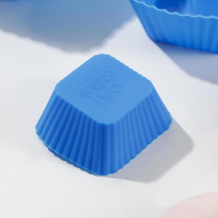 A set of baking forms “Rib. Square ”, silicone, 3 pcs, 9 × 4 cm, 7 × 3.5 cm, 5 × 2.5 cm, blue color-1