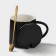 Ceramic mug with a spoon Simple, 350 ml, black color