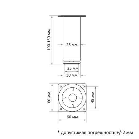 Square OKV001BL tundra, d = 25x25 mm, h = 100 mm, black color black-4