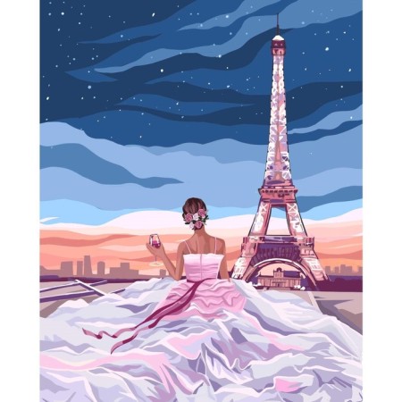 Diamond mosaic with a full filling "Girl in Paris" 50x60 cm-3