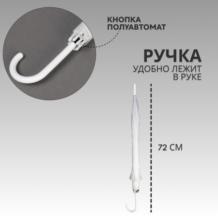 Umbrella - semi -automatic cane "plain", 8 spokes, r = 46 cm, white color-1