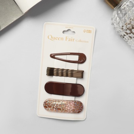 Invisible hair "Atlas" (set 9 pcs) 5 cm, coffee