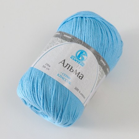 Yarn "Alma" 100% cotton 170m/50g (015 blue)-1