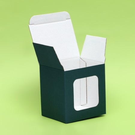Box under a mug, with a window, emerald 12 x 9.5 x 12 cm-2